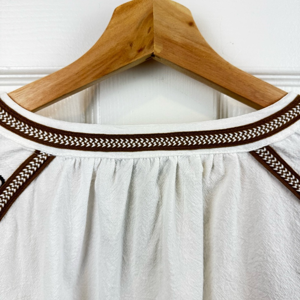 NWT Anthropologie RD & Koko White Embroidered Puff Sleeve Tie Closure Jacket M - Picture 9 of 11